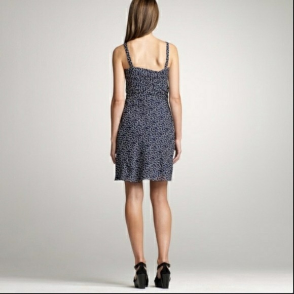 NWT- J Crew Swirling dot Navy Ruffle Dress - Picture 2 of 8